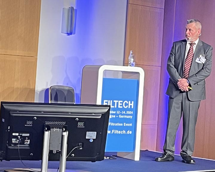 Dr. Ralf Kirsch at Filtech 2024. Photo courtesy A.Wilson